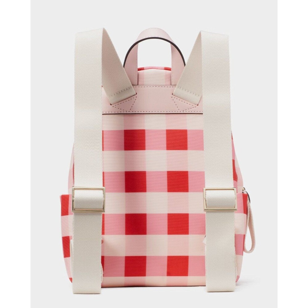 New Kate Spade Chelsea Gingham Mini Backpack Nylon Pink Multi - Picture 5 of 5